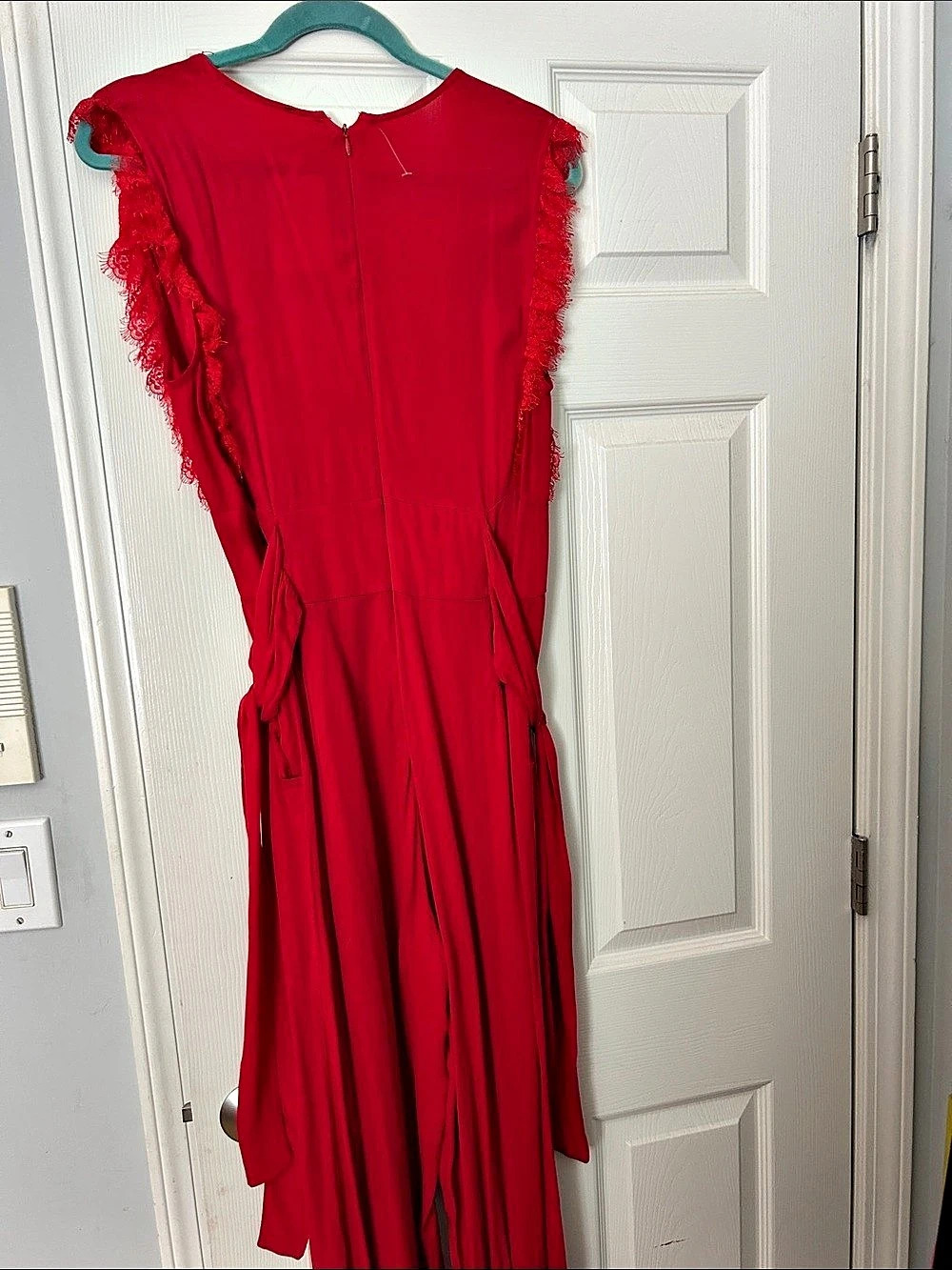 Free People Red Lace Trim Jumpsuit Size 10 NWT - Picture 7 of 7